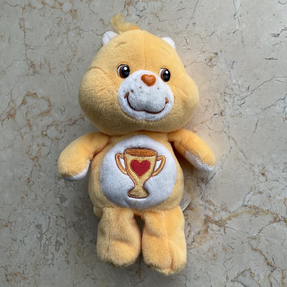 Vintage Care Bears 8" plush Champ Bear 2003 TCFC Inc. Orange Heart